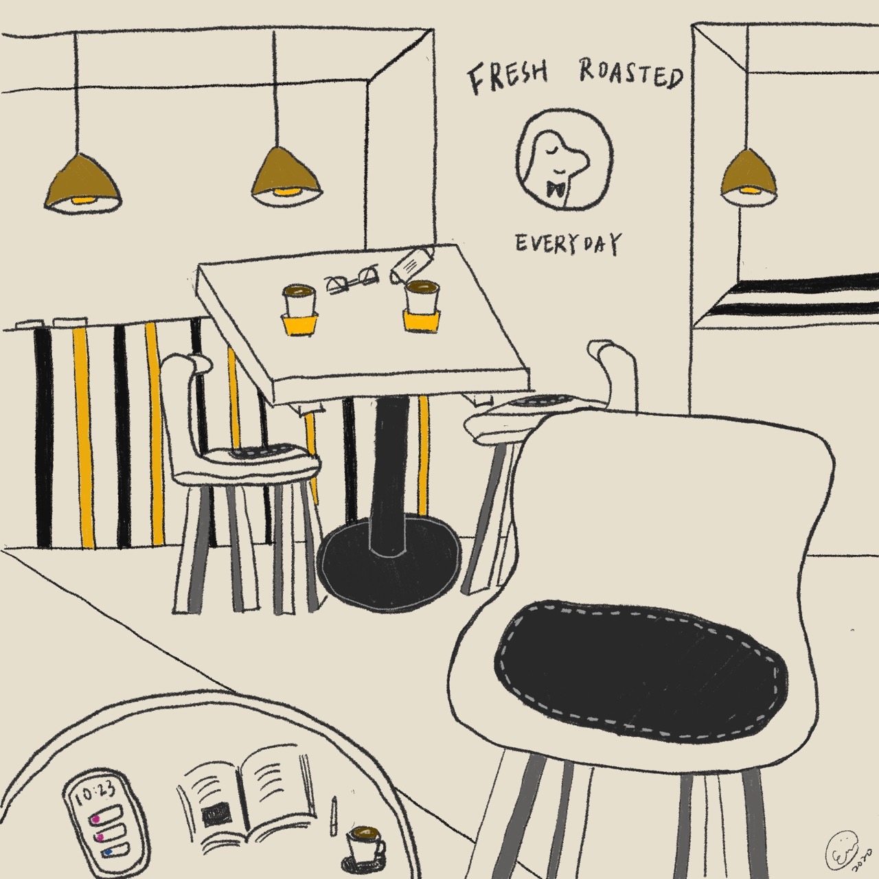 Cafe illustration by Emily Chu